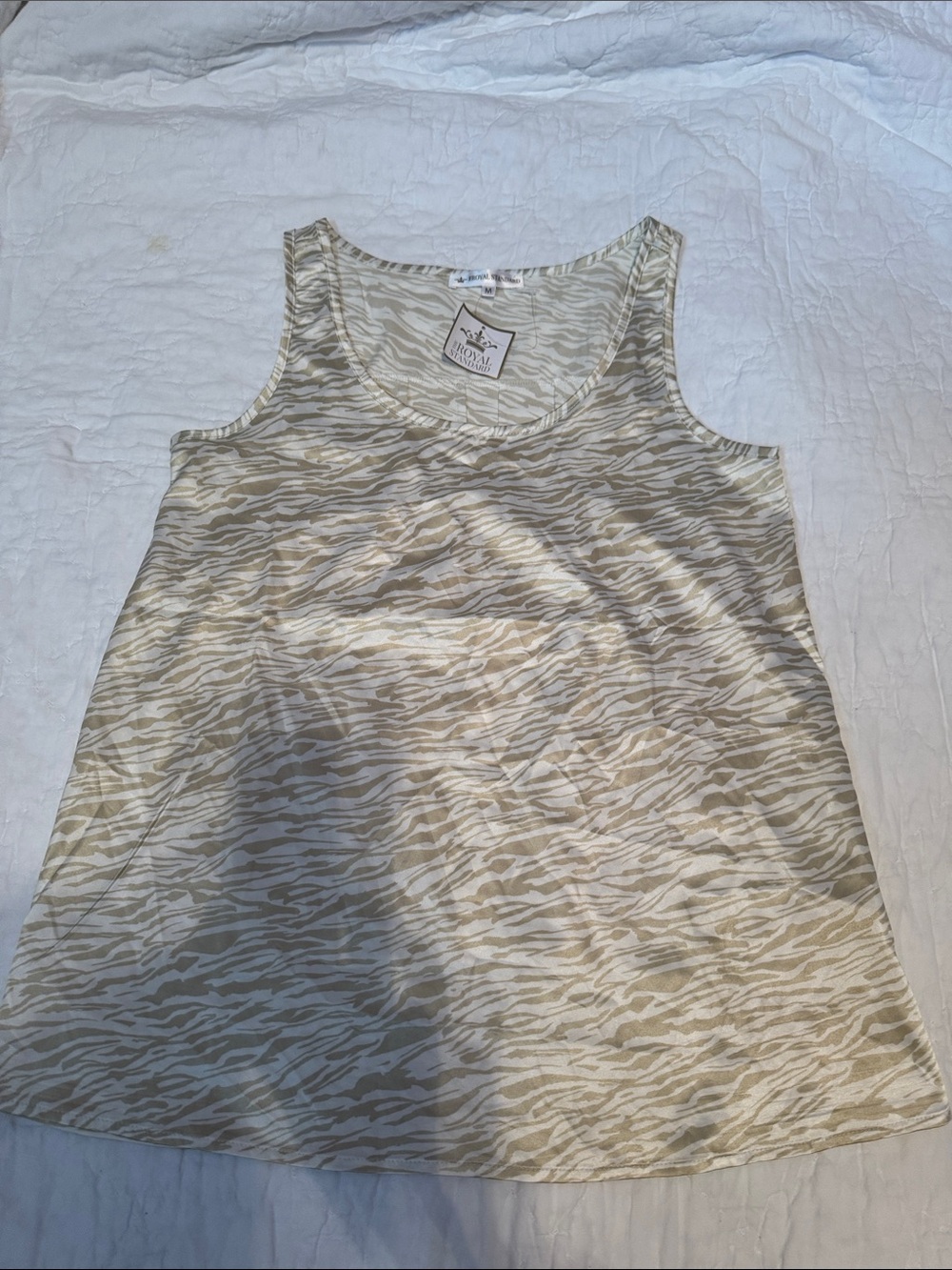 Cream Zebra-Print Tank Top by White House Black Market